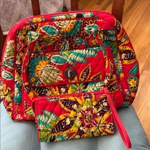 Vera Bradley dome satchel with matching wallet.